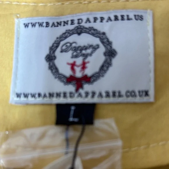 Banned Apparel Parasol Midi Dress Large Retro 50s Pinup Novelty Print Yellow - Picture 4 of 13